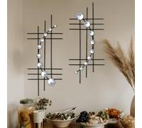 ZEXUIRU Lot de 2 sculptures murales abstraites en métal avec strass et strass