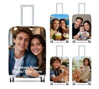 ZEXUPER Housse de protection personnalisée pour valise - Ajoutez votre photo, nom et texte, design double face, housse de bagage de voyage élastique et lavable