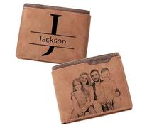 ZEXUPER Portefeuilles personnalisés pour homme, portefeuille personnalisé avec photo et nom gravés avec poing, fête des pères de la part de votre épouse, fille, fils, cadeau pour papa ou petit ami