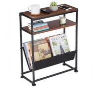 ZEXVIDA Petite table d'appoint pour petits espaces - Table d'appoint fine avec porte-revues, design 2 en 1, table d'appoint étroite pour salon, chambre à coucher, table de chevet, table de magazine