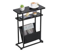 ZEXVIDA Table d'Appoint 2 en 1 pour Petits Espaces - Fine et Étroite avec Porte-Revues - Pour Salon, Table de Chevet