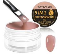 ZEYACHAN Gel pour Extension d’Ongle 5 IN 1 - TPO Free - Gel Construction Ongle Autonivelant UV/LED pour Construction et modelage, Renforcement, Réparation et Extension-Longue Durée-20ml (Nude Pink)