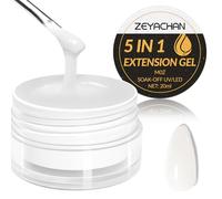 ZEYACHAN Gel pour Extension d’Ongle 5 IN 1-TPO Free-Gel Construction Ongle Autonivelant UV/LED pour Construction et modelage, Renforcement, Réparation et Extension-Longue Durée-20ml (Milky White)