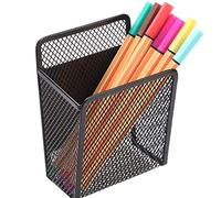 zeyce Porte-crayon magnétique - Aimants extra puissants en maille pour accessoires de tableau blanc, réfrigérateur et casier (1 panier, noir)