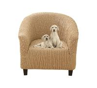 Zeyeo Housse De Canapé en Seersucker Blanc 1 Pièce, Housse Extensible Anti-Chat pour Chaises Club Et Baignoire dans Le Salon avec Protection Intégrale(Camel)