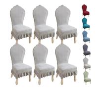 Zeyeo Housses De Chaise De Salle À Manger À Dossier Rond, Extensibles Et Épaisses, avec Jupe, Housse À Dossier Incurvé pour Banquet, Décoration D'intérieur(Grey,6Pcs)