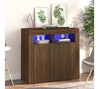 ZEYUAN Buffet avec lumières LED Chêne Marron 80x35x75 cm,Buffet,Buffet Salon,Buffet,Crédences et Vaisseliers,Meuble Salon,Meuble de Cuisine,Buffet,Buffet Salon,Buffet,