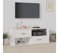 ZEYUAN Meuble TV Blanc 100x35x40 cm Bois d'ingénierie,Meuble TV,Table Basse Salon Meuble TV,Table Basse LED Couleurs