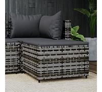 ZEYUAN Repose-Pied de Jardin avec Coussin Gris Résine tressée,Pouf Exterieur,Pouf Exterieur Jardin,Petit Salon De Jardin Exterieur