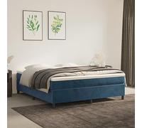 ZEYUAN Sommier à Ressorts de lit Bleu foncé 160x200 cm Velours,Sommier avec Pieds,Sommier Tapissier