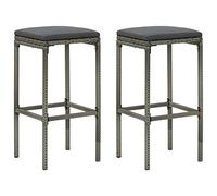 ZEYUAN Tabourets de Bar avec Coussins Lot de 2 Gris résine tressée,Chaise de Bar,Chaise Haute Bar