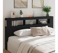 ZEYUAN Tête de lit à LED Noir 200x18,5x103,5 cm Bois d'ingénierie,Tete de lit capitonnée,tête de lit à Poser au Sol