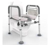 ZEYXINH Rehausseur Toilette Adulte Toilet Seat Risers for Seniors, Raised Toilet Seat with a Load Capacity of 180 kg, Raised Toilet Seat with Handles Includes Two Extra-Large Foot Pads