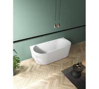 ZEZA Blend baignoire semi-îlot - nervuré - 170x80x58cm - avec vidage - acrylique - blanc mat TW-7686-MW-170