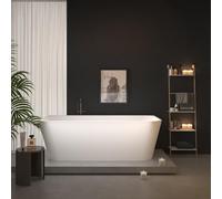 ZEZA Grand Baignoire semi-îlot - 180x80x58cm - avec une bonde- acrylique - blanc brillant 6104