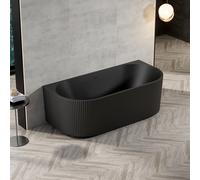 Zeza Nuo Baignoire Demi-Îlot - 170x80x58cm - nervuré - avec vidage - noir mat 6119_MB