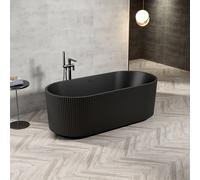 Zeza Nuo Baignoire îlot - 170x80x58cm - rainuré - avec évacuation - noir mat 7102_MB