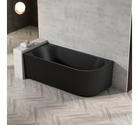 Zeza Nuo Demi Baignoire Autoportante - 170x80x58cm - gauche - rainuré - avec vidange - noir mat 7103L_MB