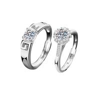 ZEZEZ Bagues de Couple en Moissanite D'inspiration Chinoise en Argent Sterling S925 - Alliances Réglables, Promesse D'amour Éternel, Cadeau for Homme/Femme(Couple Rings)
