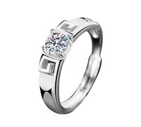 ZEZEZ Bagues de Couple en Moissanite D'inspiration Chinoise en Argent Sterling S925 - Alliances Réglables, Promesse D'amour Éternel, Cadeau for Homme/Femme(Men's Rings)