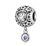 ZEZEZ Les Douze Constellations Perles for Pan Famille Bracelet Collier Bricolage Pendentif 925 Perles en Argent Sterling(Capricorn)