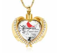 ZEZILE Aile d’ange amour coeur rouge urne collier pour cendres pour femmes en acier inoxydable urne médaillon pendentif cendres collier