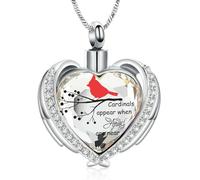 ZEZILE Aile d’ange amour coeur rouge urne collier pour cendres pour femmes en acier inoxydable urne médaillon pendentif cendres collier