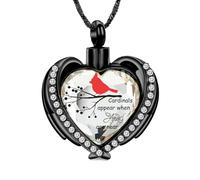 ZEZILE Aile d’ange amour coeur rouge urne collier pour cendres pour femmes en acier inoxydable urne médaillon pendentif cendres collier