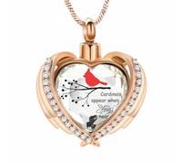 ZEZILE Aile d’ange amour coeur rouge urne collier pour cendres pour femmes en acier inoxydable urne médaillon pendentif cendres collier