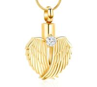 ZEZILE Aile d’ange coeur crémation bijoux urne collier pour cendres pour les femmes pierre de naissance urne médaillon pendentif pour soeur maman