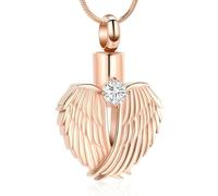 ZEZILE Aile d’ange coeur crémation bijoux urne collier pour cendres pour les femmes pierre de naissance urne médaillon pendentif pour soeur maman