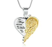 ZEZILE Aile d’ange urne collier pour cendres coeur crémation bijoux en acier inoxydable cendres pendentif pour femmes hommes souvenir mémorial bijoux