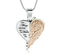 ZEZILE Aile d’ange urne collier pour cendres coeur crémation bijoux en acier inoxydable cendres pendentif pour femmes hommes souvenir mémorial bijoux