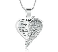 ZEZILE Aile d’ange urne collier pour cendres coeur crémation bijoux en acier inoxydable cendres pendentif pour femmes hommes souvenir mémorial bijoux