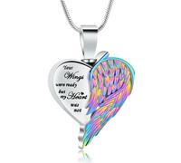 ZEZILE Aile d’ange urne collier pour cendres coeur crémation bijoux en acier inoxydable cendres pendentif pour femmes hommes souvenir mémorial bijoux