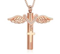ZEZILE Aile d’ange urne collier pour cendres cylindre crémation bijoux en acier inoxydable souvenir Memorial pendentif collier pour femmes hommes