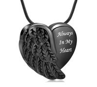 ZEZILE Aile d’ange urne colliers pour cendres coeur crémation bijoux pour femmes hommes en acier inoxydable cendres pendentif souvenir mémorial bijoux