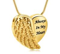 ZEZILE Aile d’ange urne colliers pour cendres coeur crémation bijoux pour femmes hommes en acier inoxydable cendres pendentif souvenir mémorial bijoux