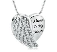 ZEZILE Aile d’ange urne colliers pour cendres coeur crémation bijoux pour femmes hommes en acier inoxydable cendres pendentif souvenir mémorial bijoux