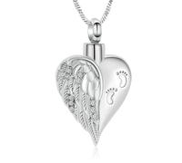ZEZILE Amour coeur urne collier pour cendres pour les femmes crémation bijoux ange aile urne médaillon collier