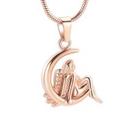 ZEZILE Ange lune en acier inoxydable crémation pendentif collier cendres souvenir urne commémorative collier