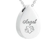 ZEZILE Ange patte impression coeur en acier inoxydable goutte d’eau Memorial urne souvenir crémation pendentif pour cendres d’animaux de compagnie