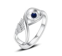 ZEZILE Anneau de crémation d’aile pour les cendres Urne commémorative bijoux Animal de compagnie humain cendres porte en acier inoxydable incrusté cristal funéraire souvenir