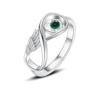 ZEZILE Anneau de crémation d’aile pour les cendres Urne commémorative bijoux Animal de compagnie humain cendres porte en acier inoxydable incrusté cristal funéraire souvenir