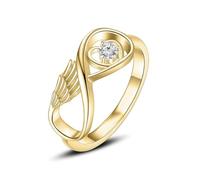 ZEZILE Anneau de crémation d’aile pour les cendres Urne commémorative bijoux Animal de compagnie humain cendres porte en acier inoxydable incrusté cristal funéraire souvenir