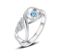 ZEZILE Anneau de crémation d’aile pour les cendres Urne commémorative bijoux Animal de compagnie humain cendres porte en acier inoxydable incrusté cristal funéraire souvenir