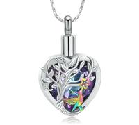 ZEZILE Arbre de vie crémation bijoux pour cendres cristal coeur urne collier pour femmes hommes fleur mémorial pendentif souvenir