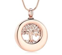 ZEZILE Arbre de vie urne collier pour cendres cercle crémation bijoux en acier inoxydable pendentif en cendre pour femmes hommes souvenir mémorial bijoux
