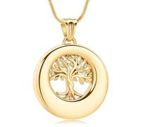 ZEZILE Arbre de vie urne collier pour cendres cercle crémation bijoux en acier inoxydable pendentif en cendre pour femmes hommes souvenir mémorial bijoux