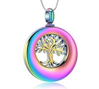 ZEZILE Arbre de vie urne collier pour cendres cercle crémation bijoux en acier inoxydable pendentif en cendre pour femmes hommes souvenir mémorial bijoux